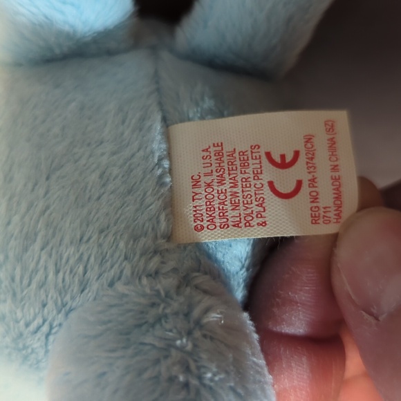 2011 Ty Beanie Yo Gabba Gabba Toodee Plush Light Blue White Black Cat Dragon Tag - Picture 7 of 9